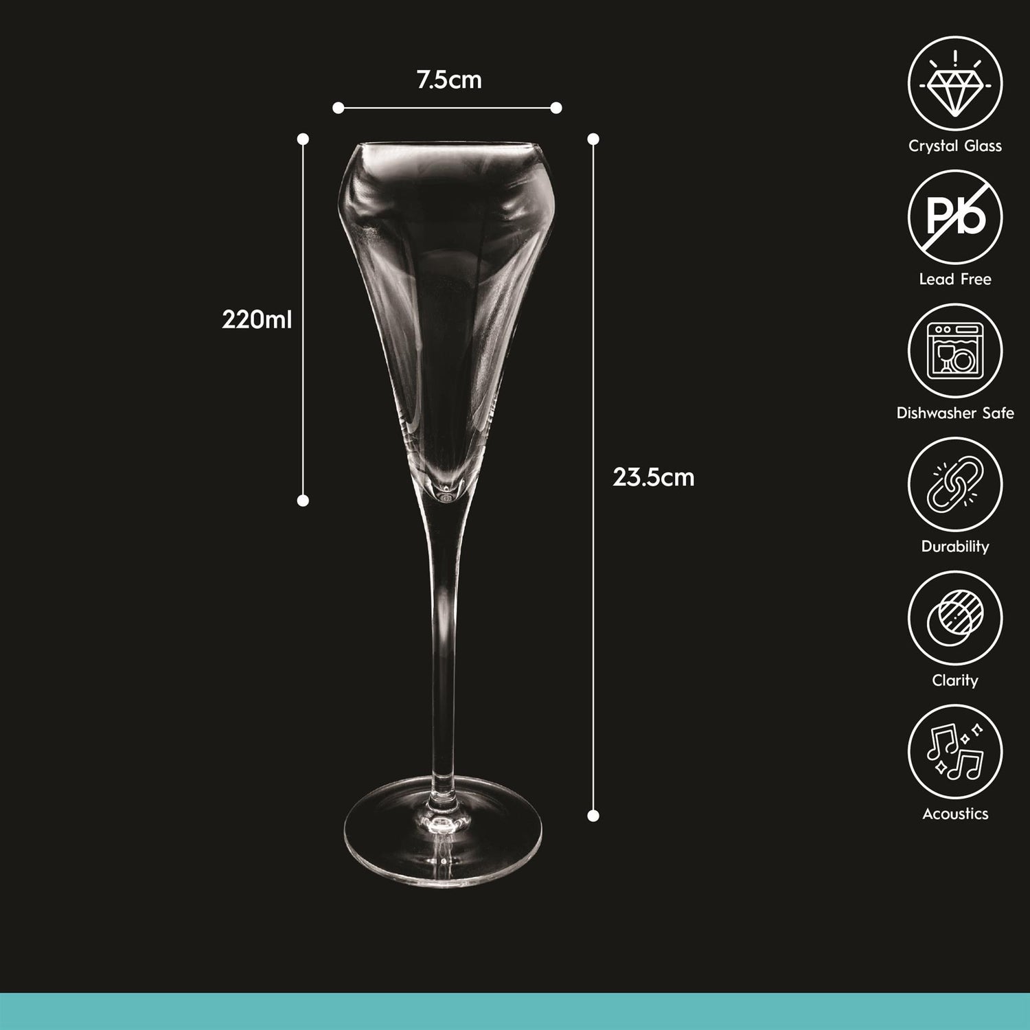 230ml Hoxton Crystal Champagne Flutes - Pack of Six