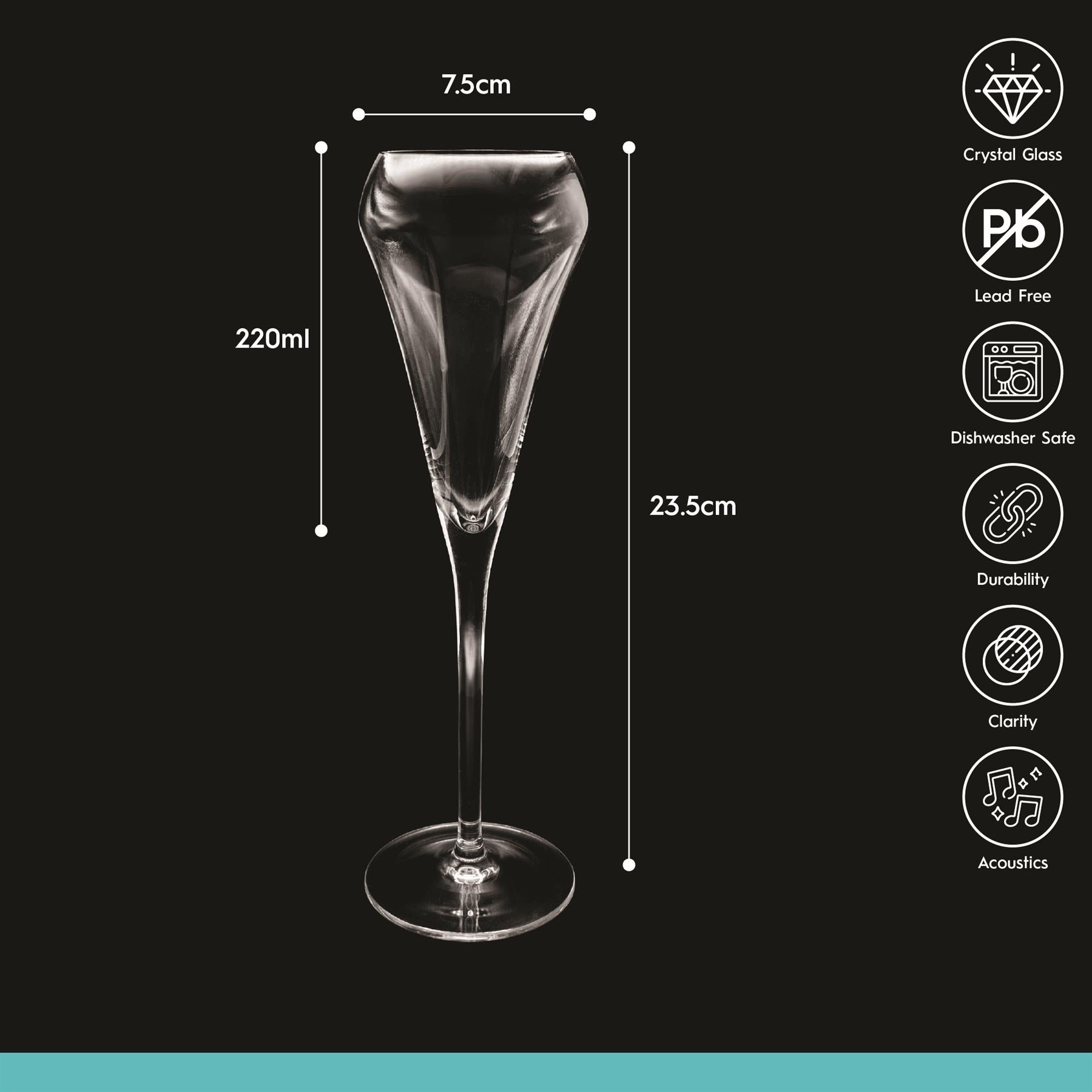 230ml Hoxton Crystal Champagne Flutes - Pack of Six