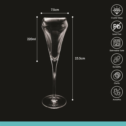 230ml Hoxton Crystal Champagne Flutes - Pack of Six