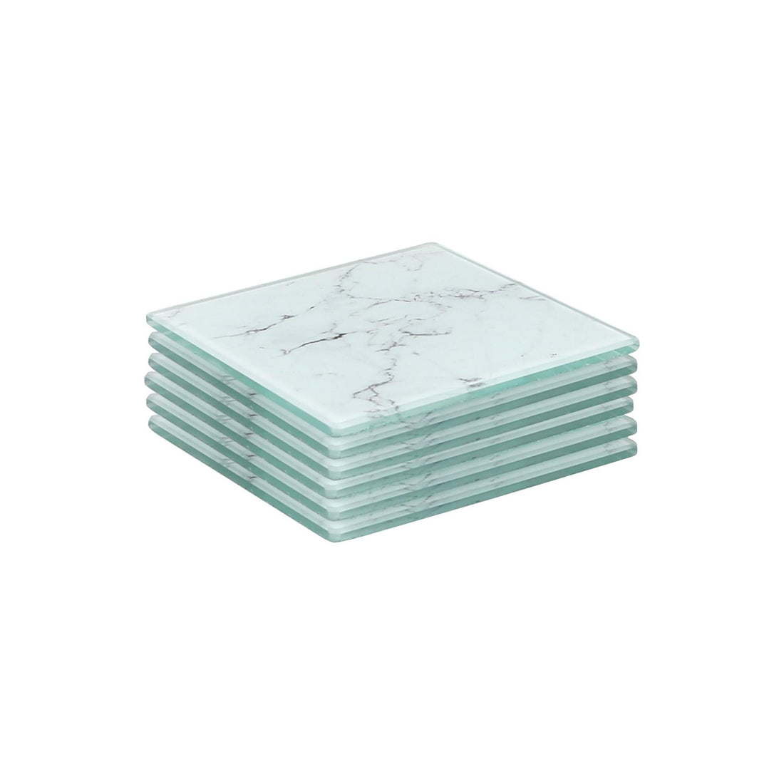 Square Glass Coasters - Marble - Pack of 6 - By Harbour Housewares