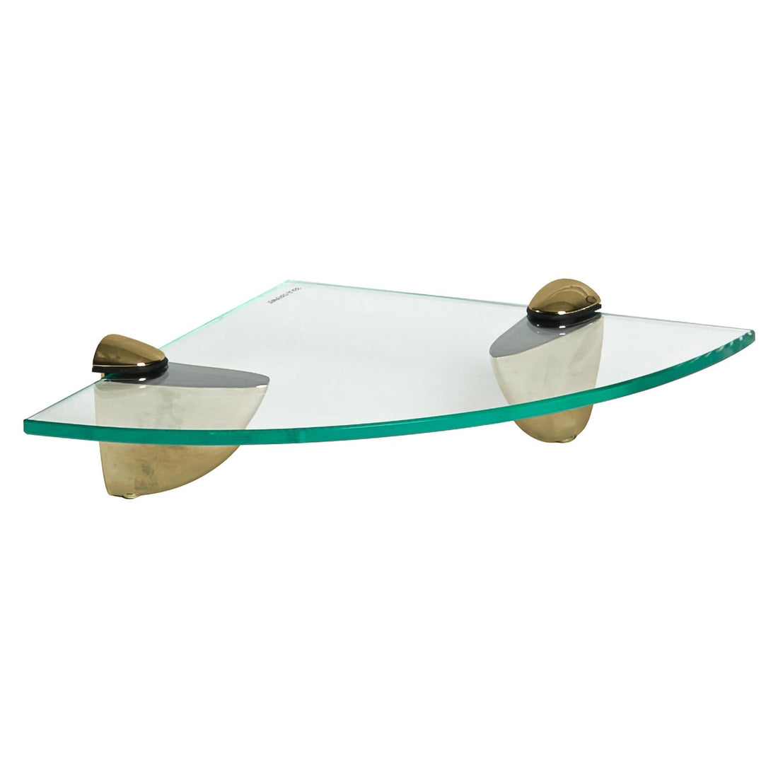 20cm Floating Glass Bathroom Corner Shelf with Gold Brackets