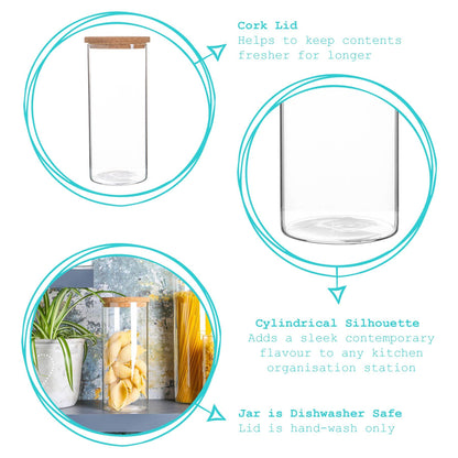 1.5L Cork Lid Storage Jars - Pack of 3