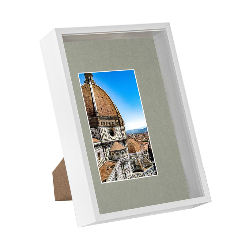 White A4 (8" x 12") 3D Deep Box Frame with A5 Mount - By Nicola Spring