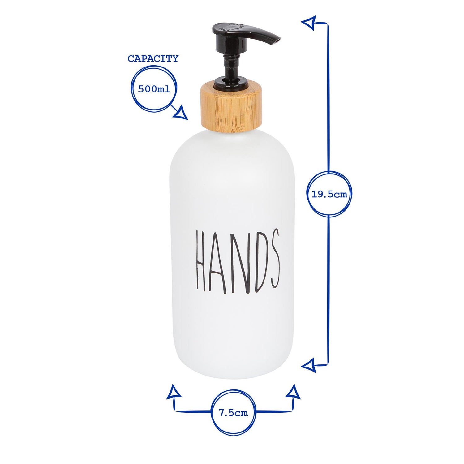 Glass Hand Soap Dispenser - 500ml - White