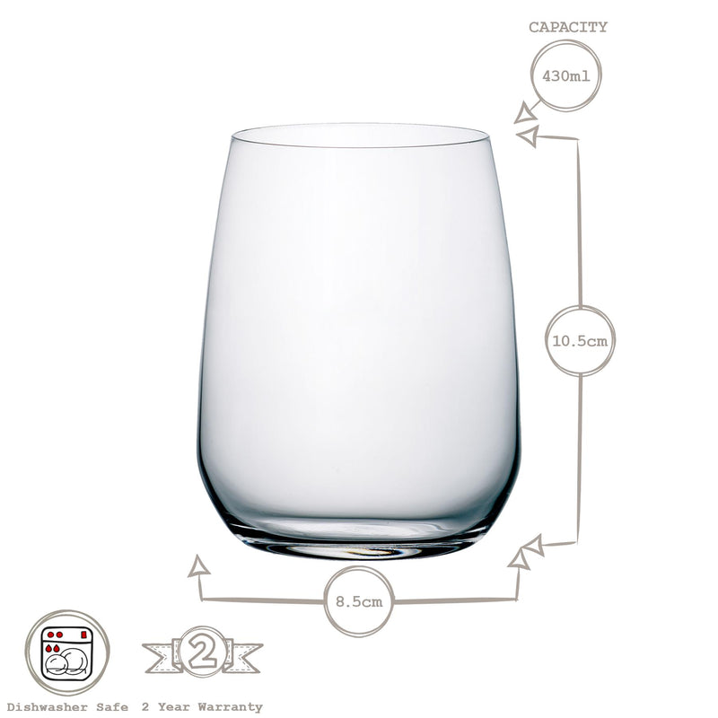 430ml Restaurant Glass Tumblers - Pack of Six - By Bormioli Rocco