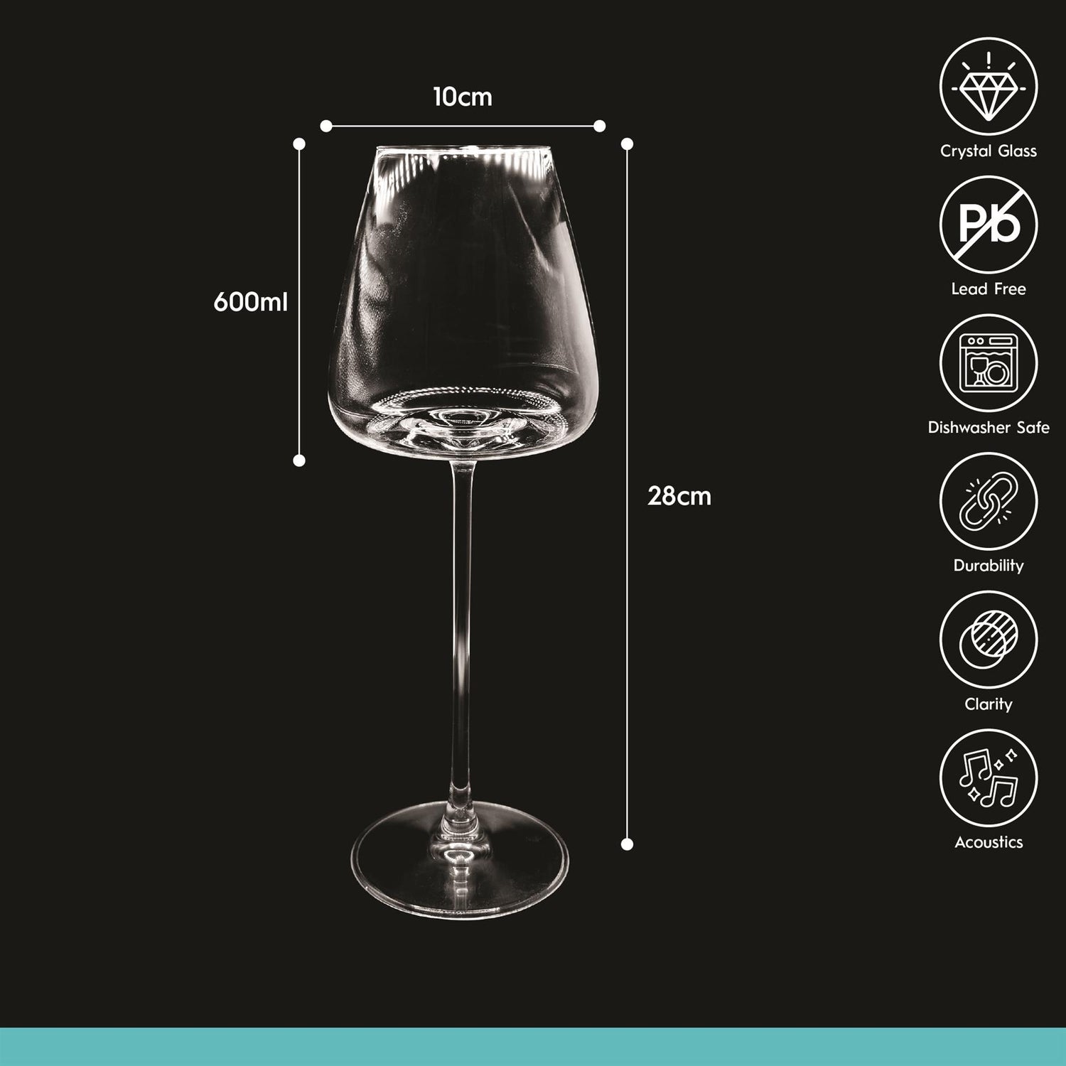 600ml Dulwich Crystal Red Wine Glasses - Pack of Six