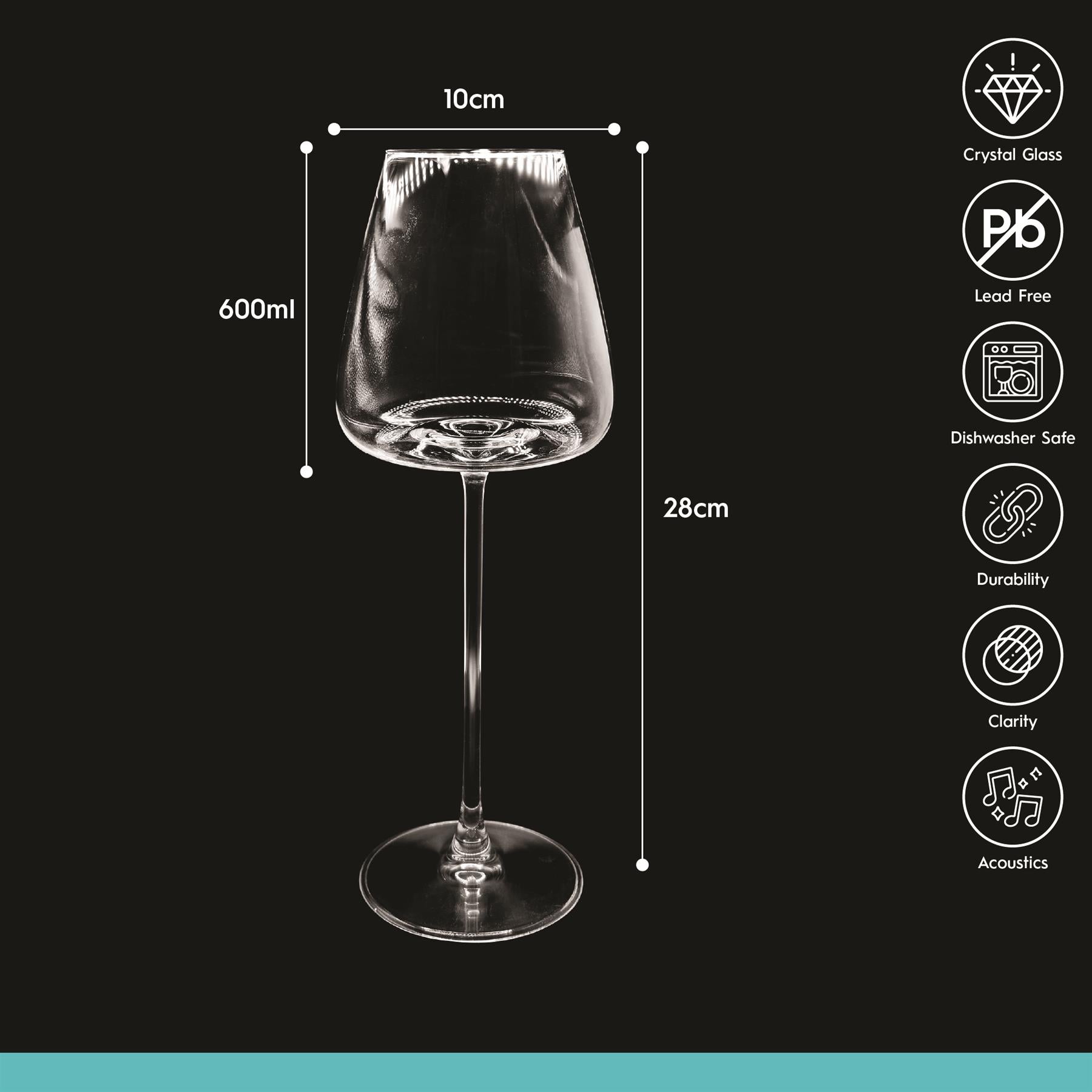 600ml Dulwich Crystal Red Wine Glasses - Pack of Six