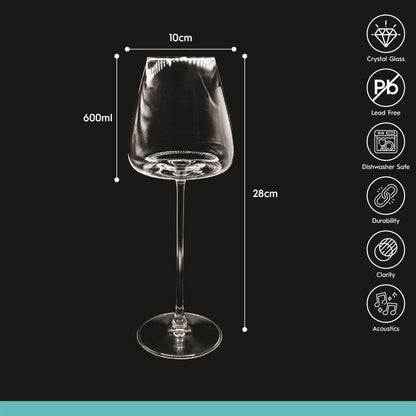 600ml Dulwich Crystal Red Wine Glasses - Pack of Six