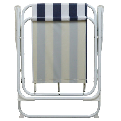 Blue Stripe Folding Metal Beach Chairs - Pack of 2
