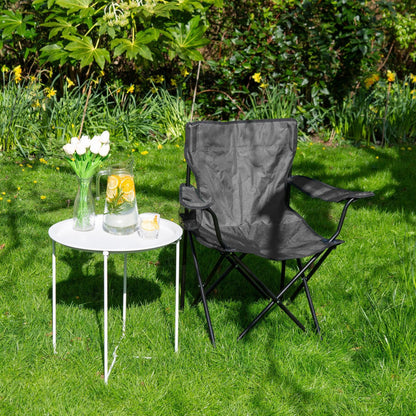 Folding Black Canvas Camping Chairs - Pack of 2
