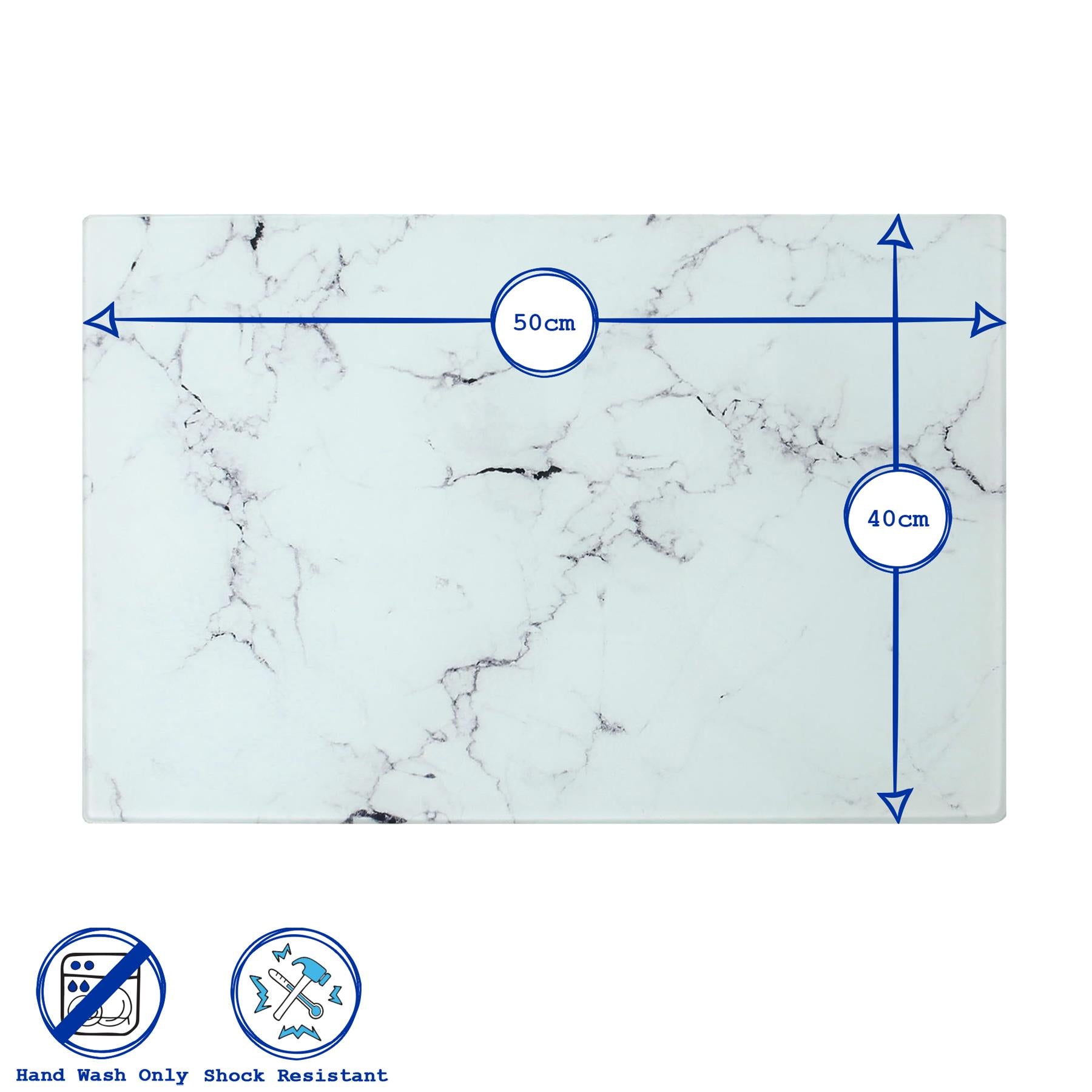 Rectangle Glass Chopping Board - 50cm x 40cm - Marble