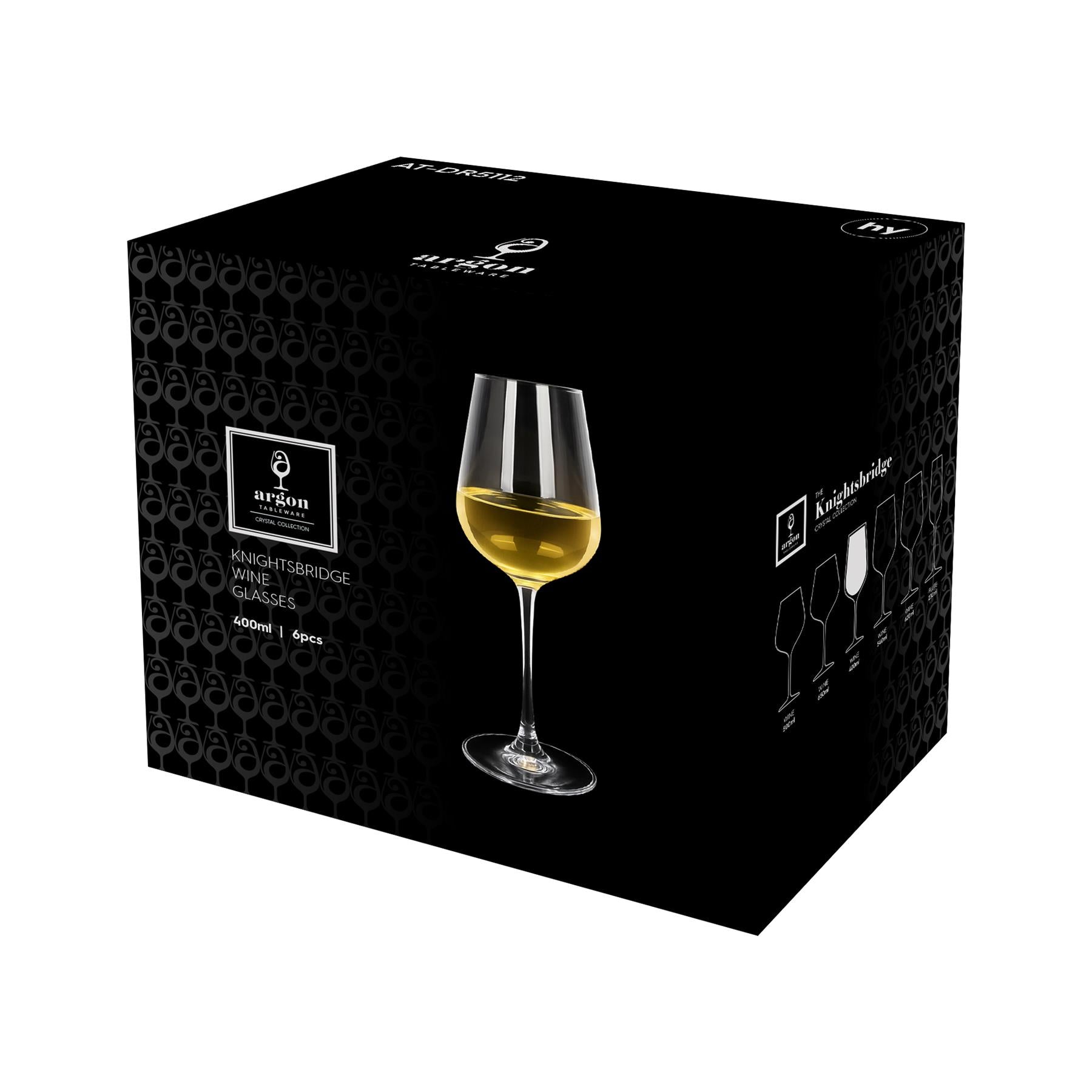 400ml Knightsbridge Crystal White Wine Glasses - Pack of 6