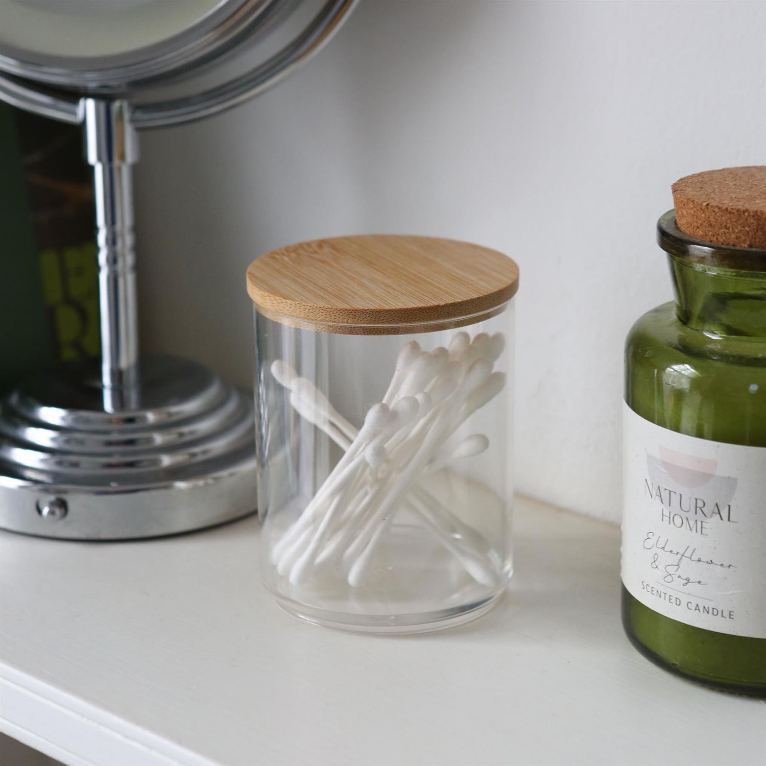 Bathroom Canister with Bamboo Lid