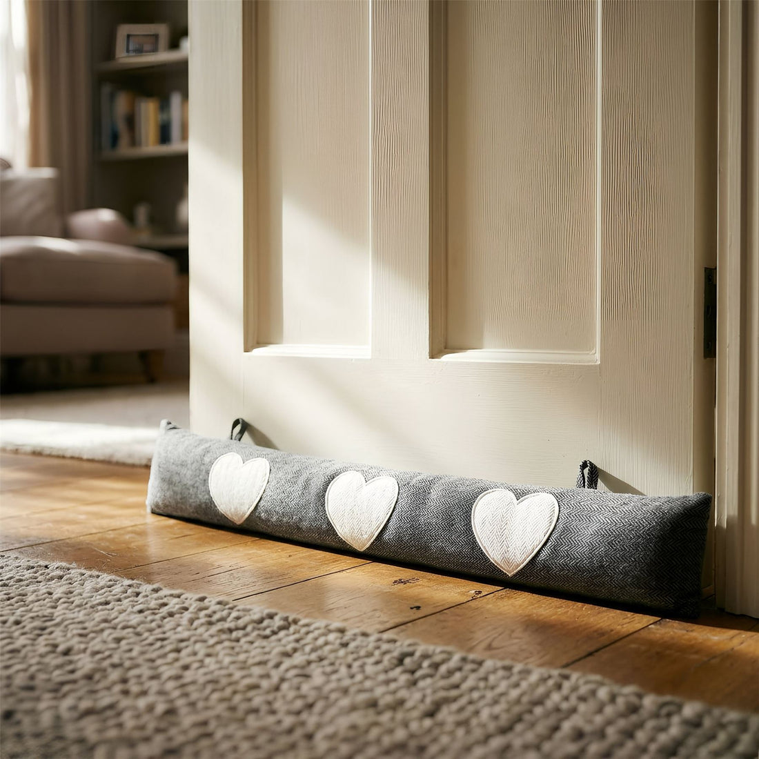 Heart Herringbone Draught Excluder - 80cm
