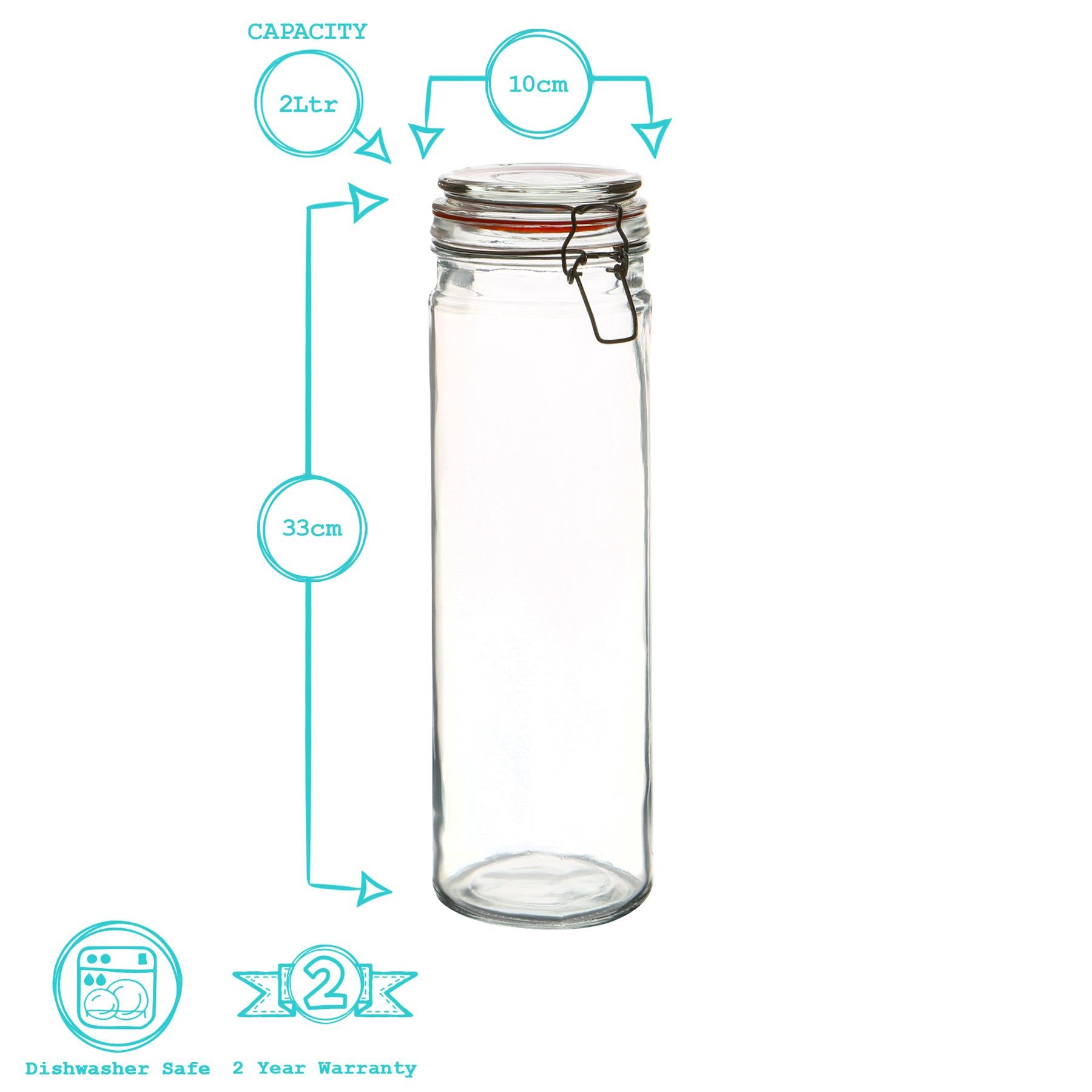 2L Classic Glass Storage Jars - Pack of 3