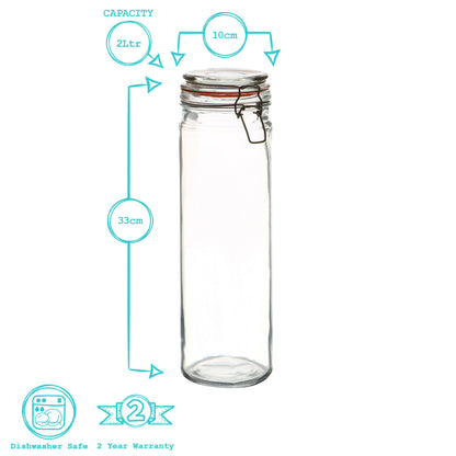 2L Classic Glass Storage Jars - Pack of 3