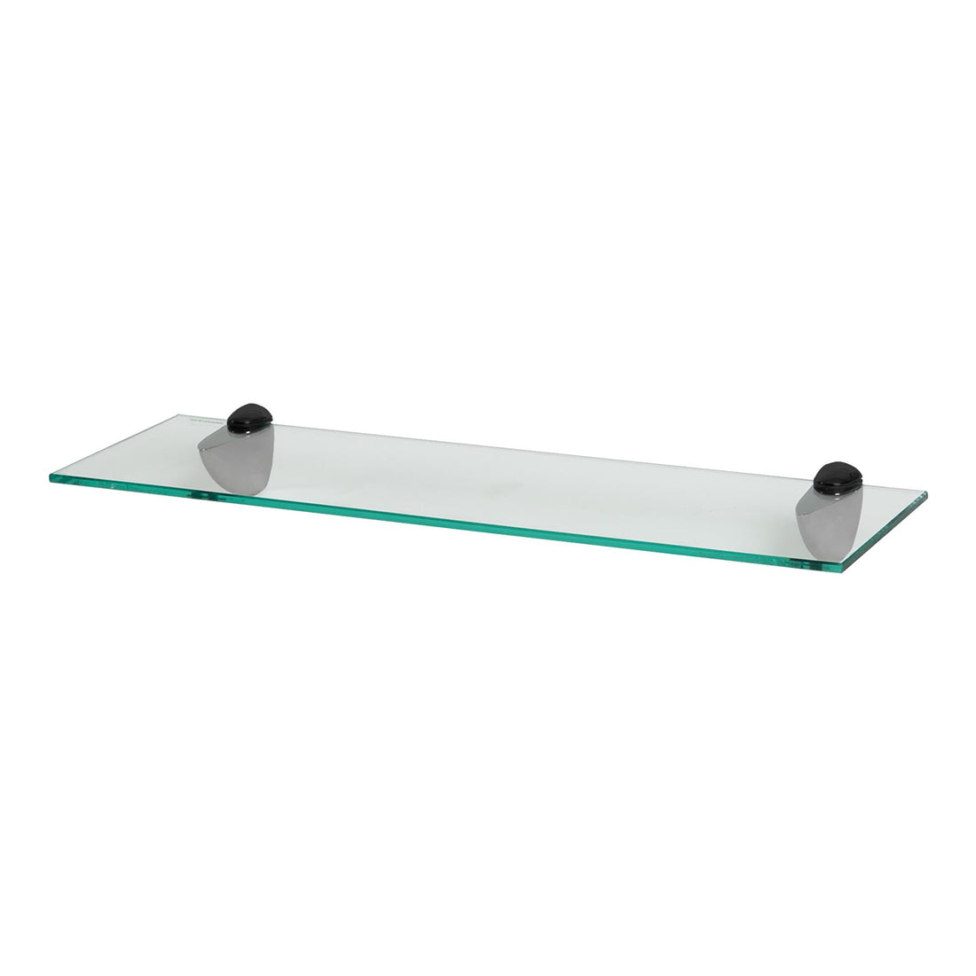 60cm Floating Glass Bathroom Shelf with Black Brackets