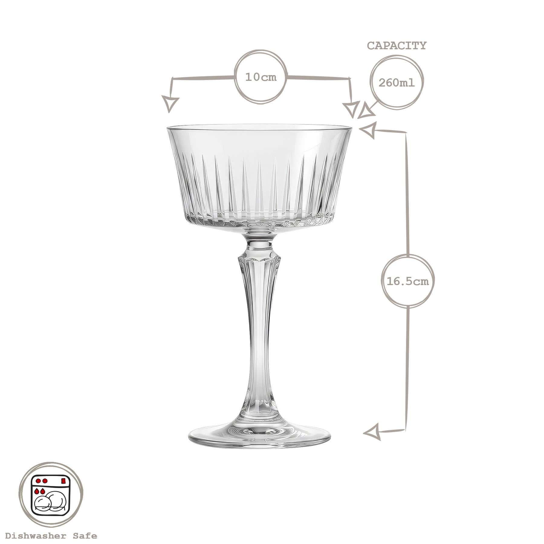 260ml Timeless Crystal Glass Champagne Saucers - Pack of 6