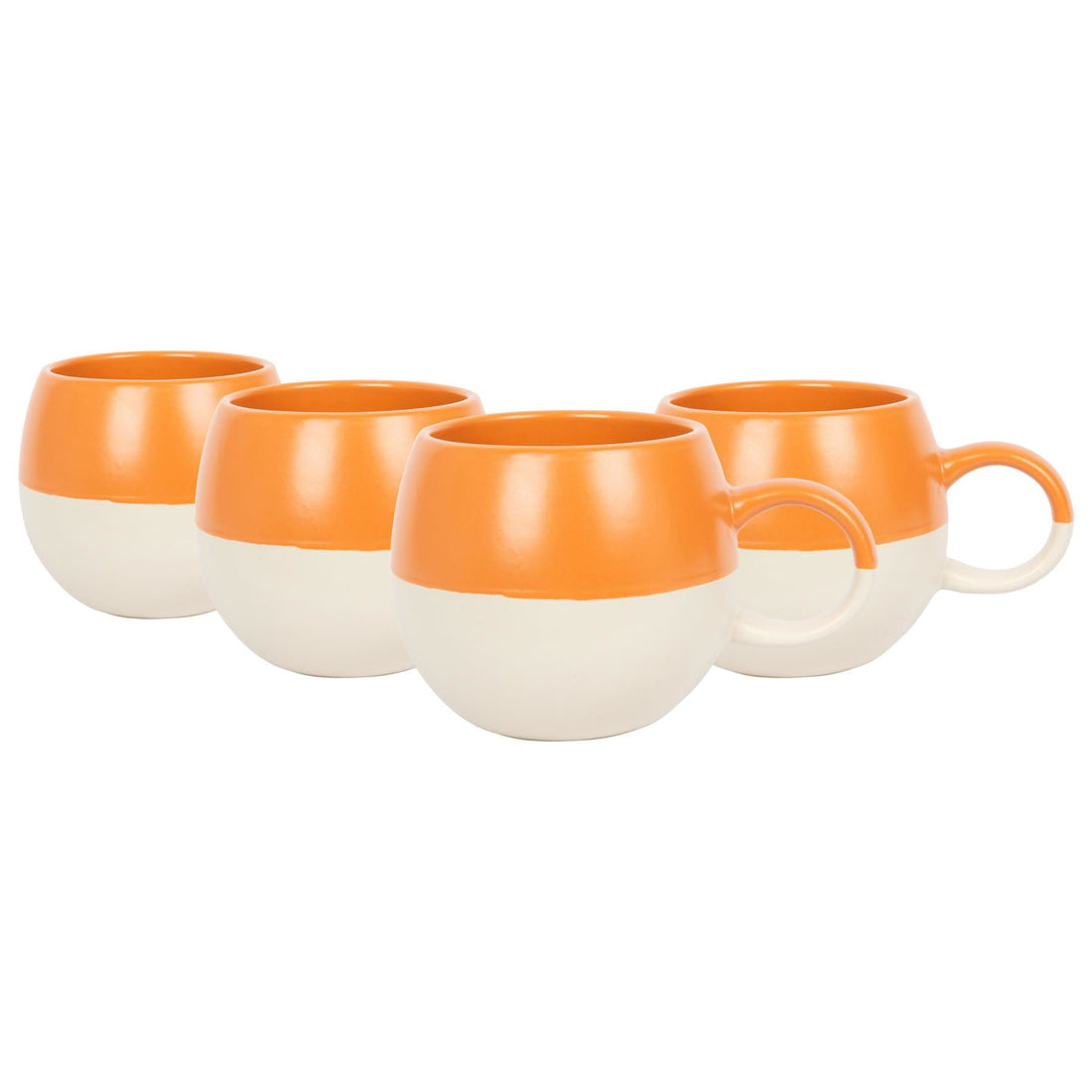 340ml Burnt Orange Two-Tone Sphere Stoneware Mugs - Pack of 4