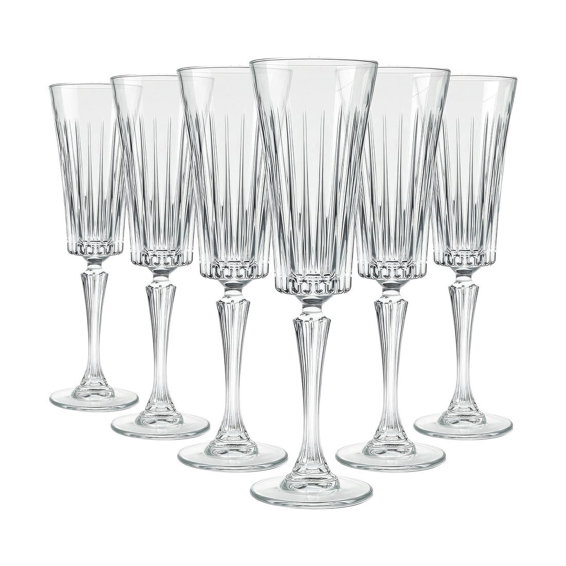 210ml Timeless Crystal Glass Champagne Flutes - Pack of 6