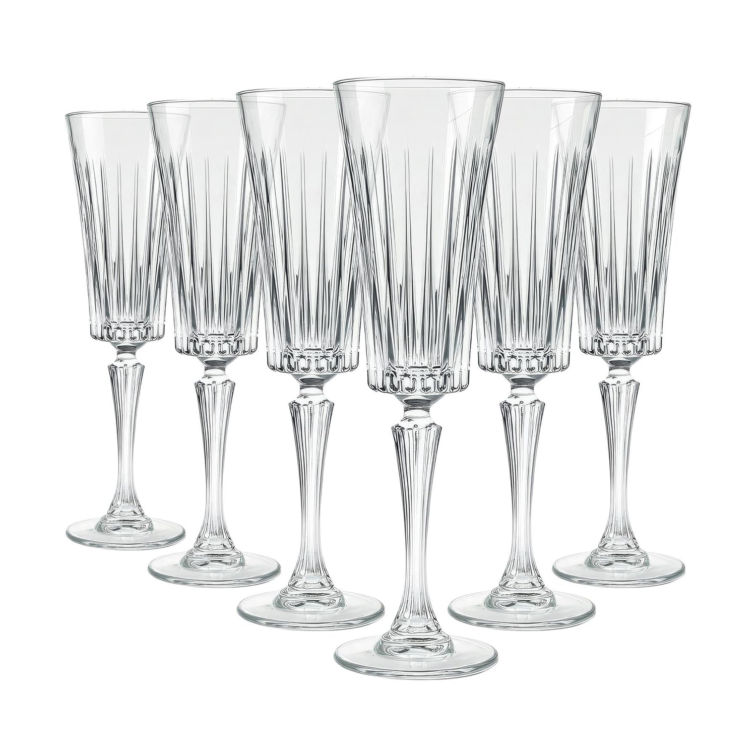 210ml Timeless Crystal Glass Champagne Flutes - Pack of 6