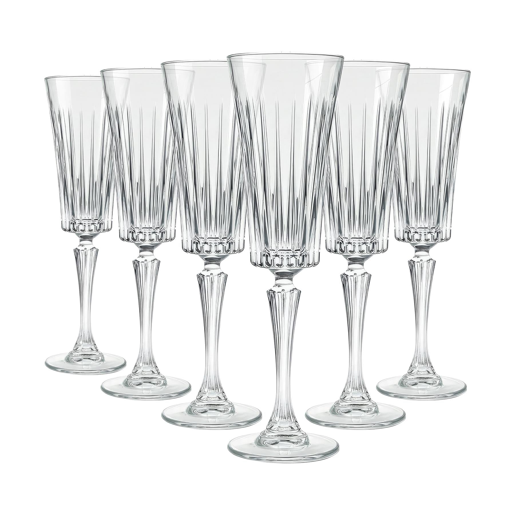210ml Timeless Crystal Glass Champagne Flutes - Pack of 6