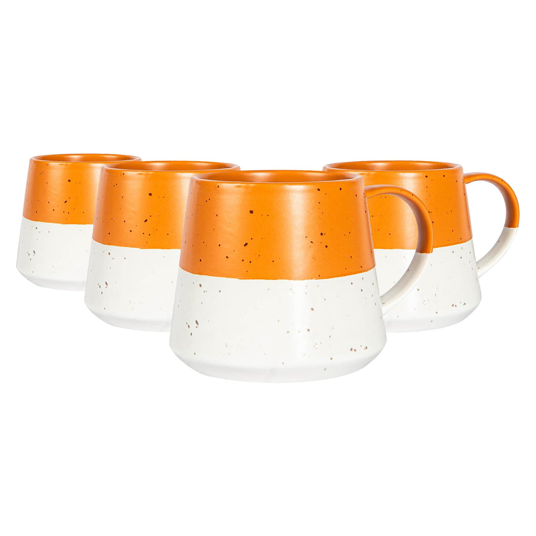 370ml Burnt Orange Two-Tone Flecked Stoneware Belly Mugs - Pack of 4
