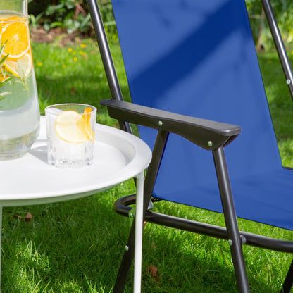 Navy Folding Metal Beach Chairs - Pack of 2