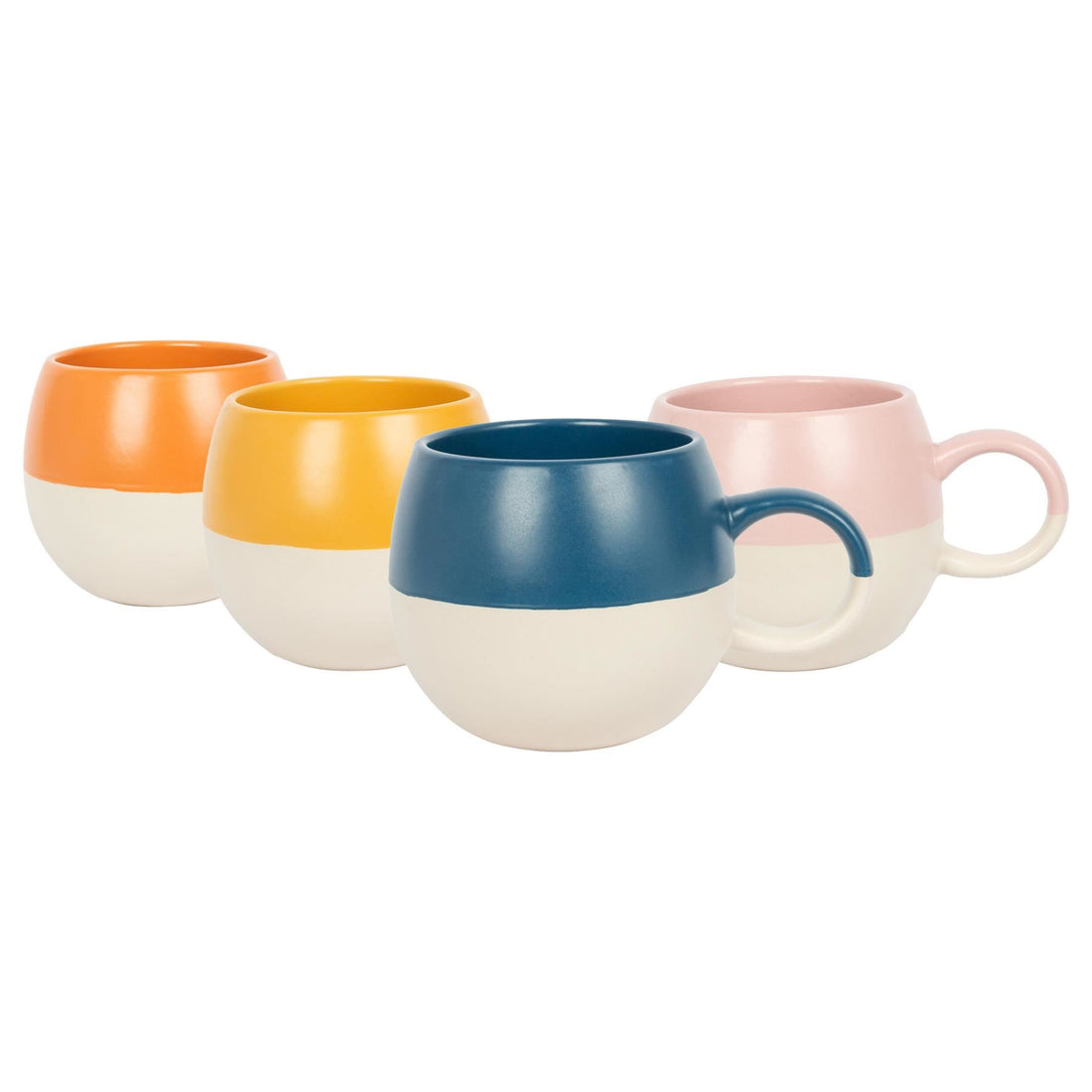 340ml Two-Tone Sphere Stoneware Mugs - 4-Colour Assortment - Pack of 4