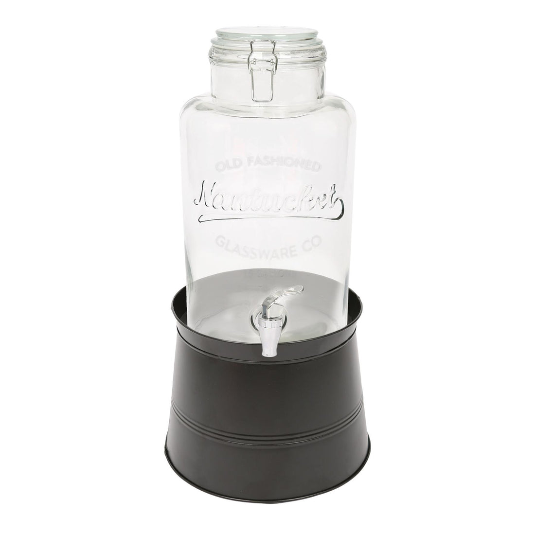 6.5L Glass Drinks Dispenser with Tap &amp; Black Stand Bucket Stand