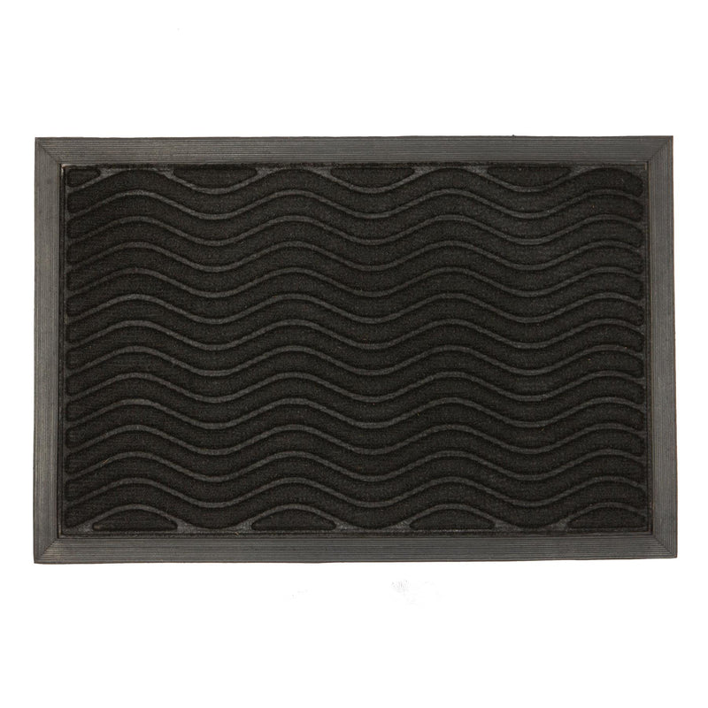 Heavy-Duty Door Mat - 120cm x 80cm - Black Wave - By Nicola Spring