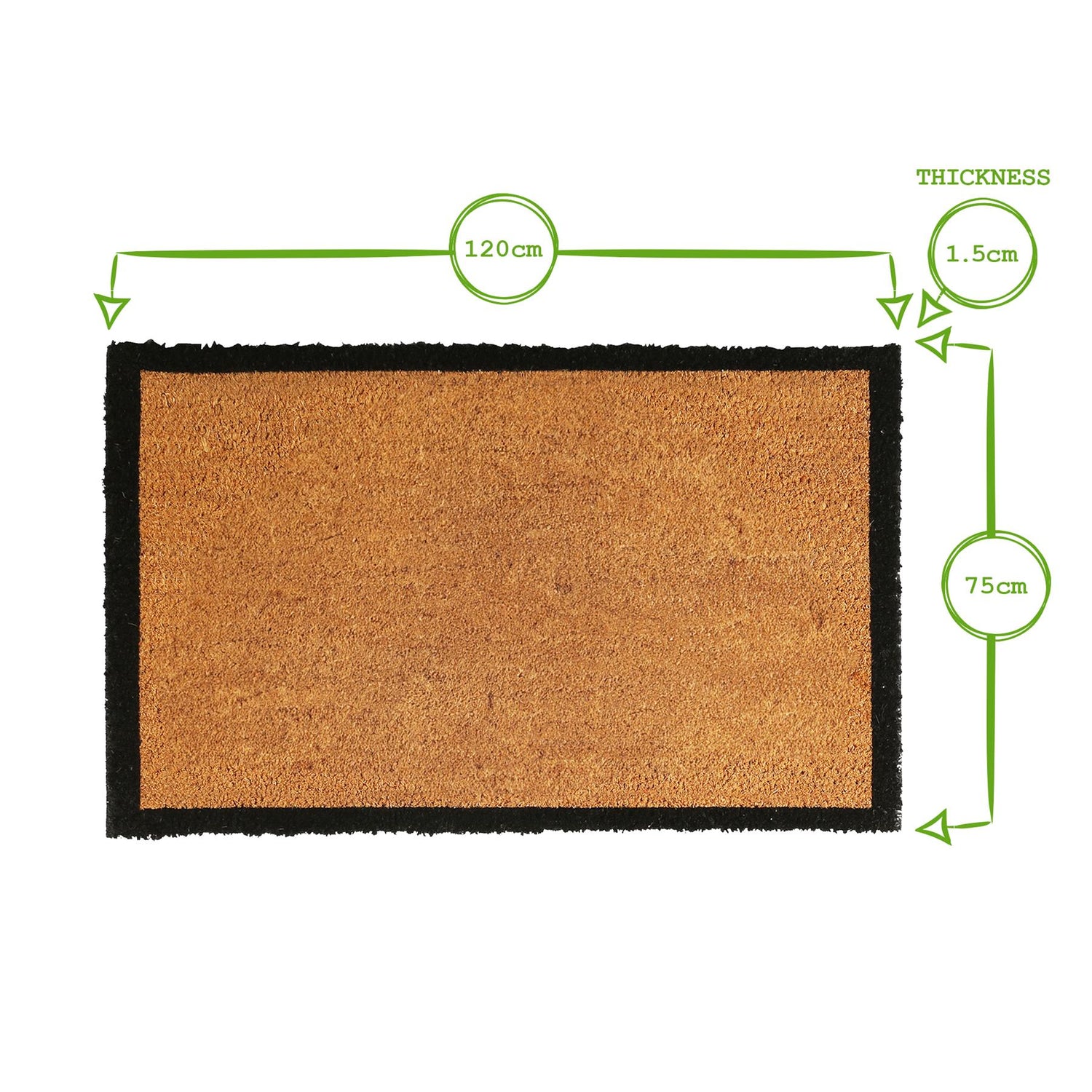 Coir Door Mat - 120cm x 75cm - Black Border