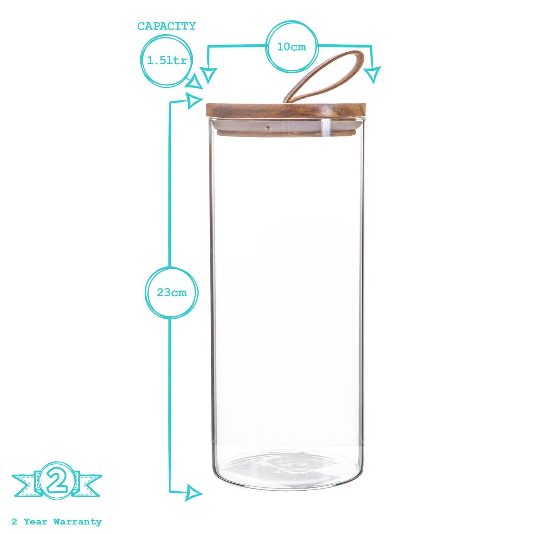 1.5L Wooden Loop Lid Storage Jars - Pack of 3