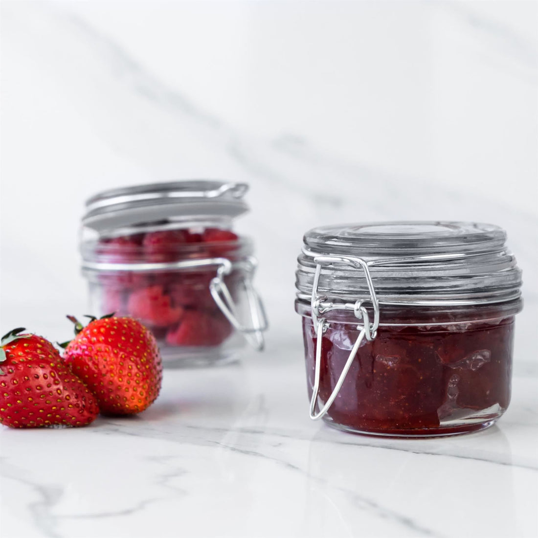 125ml Classic Clip-Top Glass Storage Jars with Clear Seals - Pack of 3