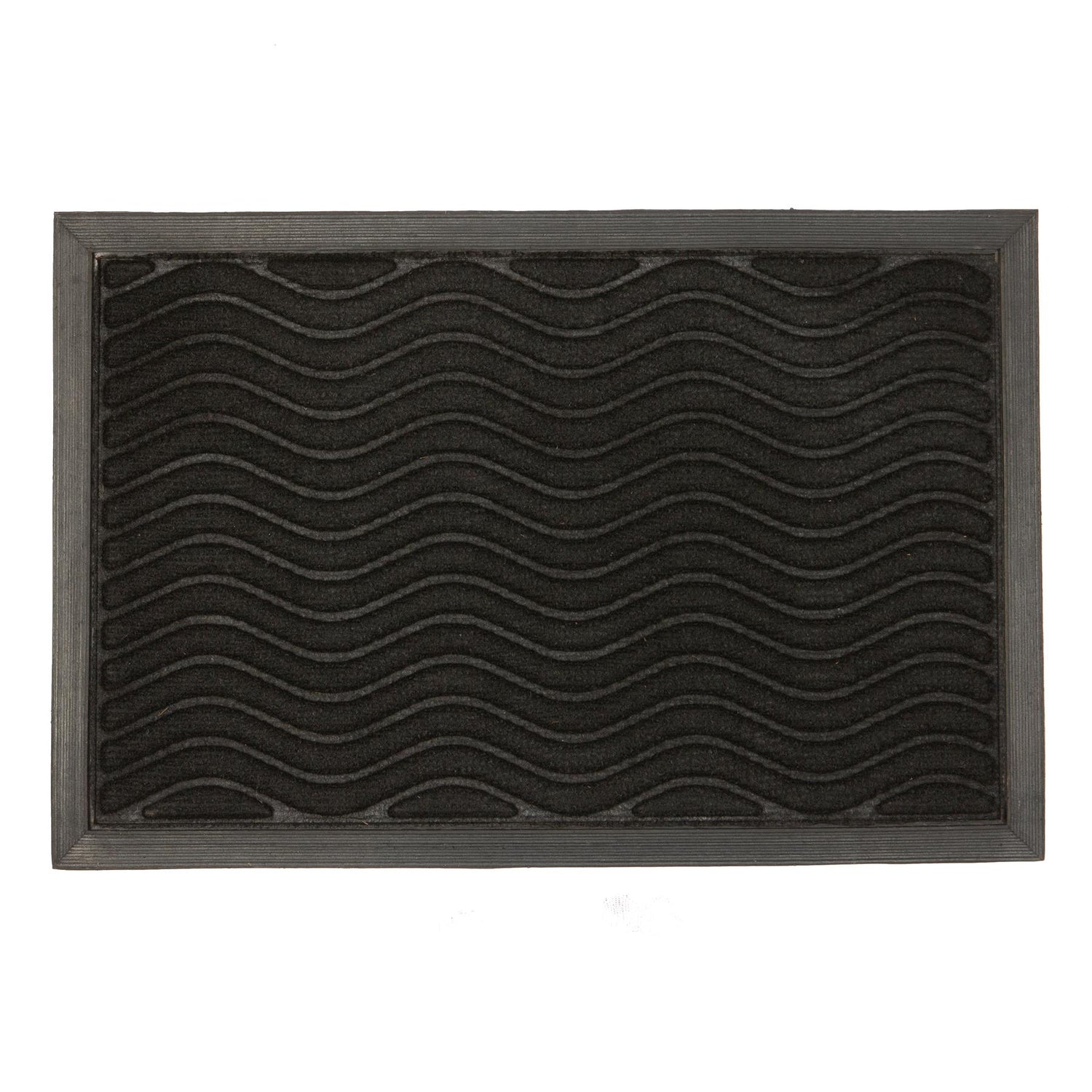 Heavy-Duty Door Mat - 90cm x 60cm - Black Wave - By Nicola Spring