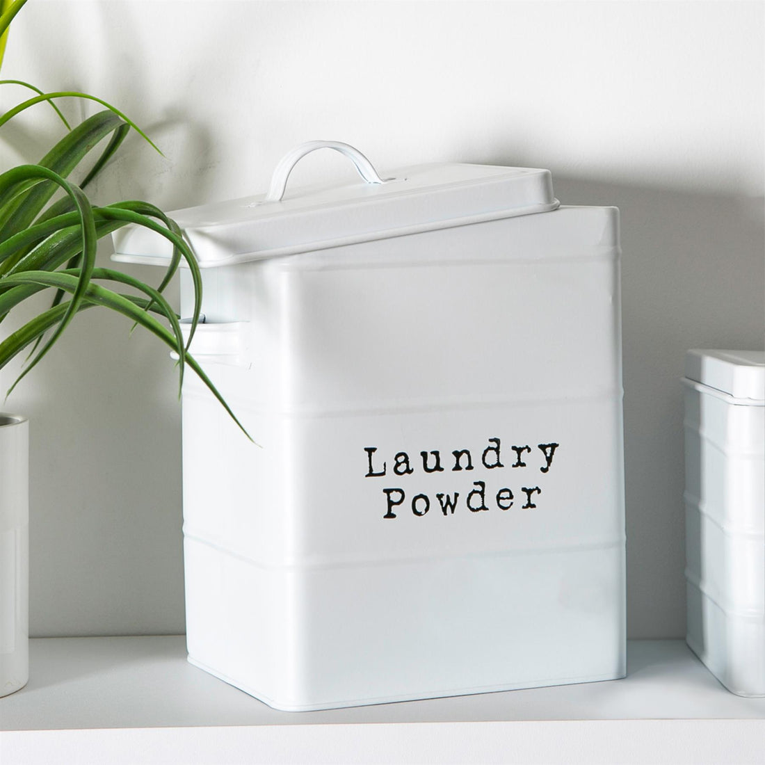 White 5.5L Vintage Metal Biscuit Tin with Labels