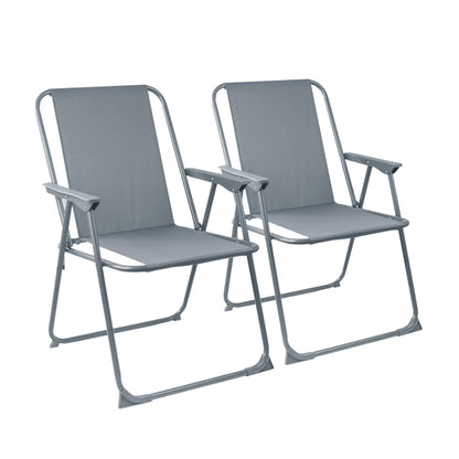 Grey Folding Metal Beach Chairs - Pack of 2