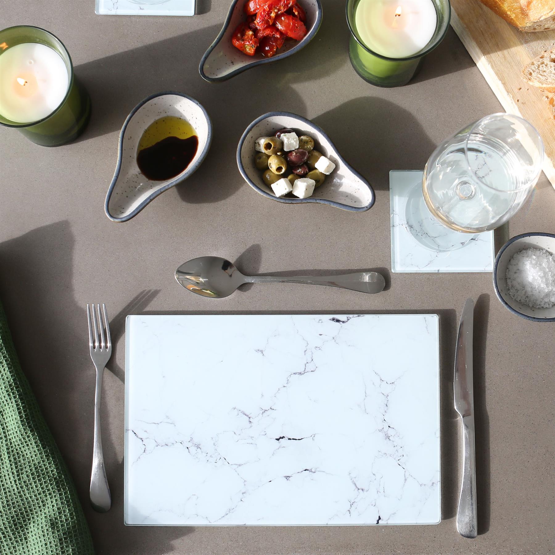 Rectangle Glass Chopping Board - 30cm x 20cm - Marble