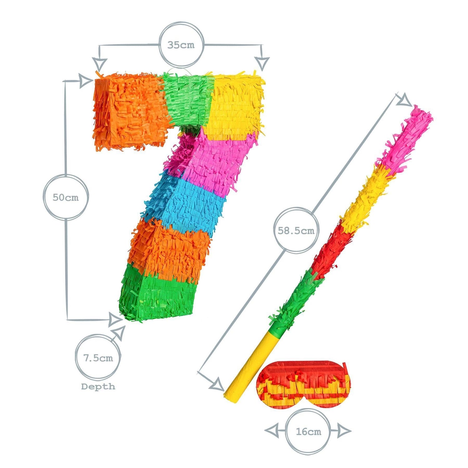 Number 7 Pop-Out Pinata with Stick &amp; Blindfold - Multi Stick