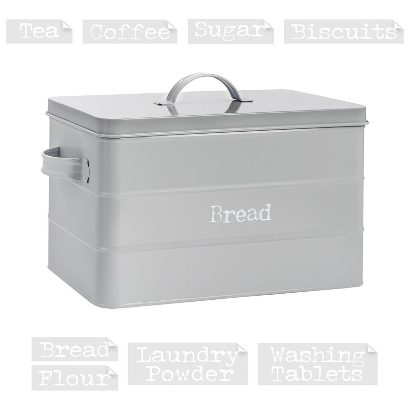 Vintage Metal Bread Bin with Labels - 15L - By Harbour Housewares