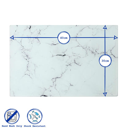 Rectangle Glass Placemats - 40cm x 30cm - Marble - Pack of 6