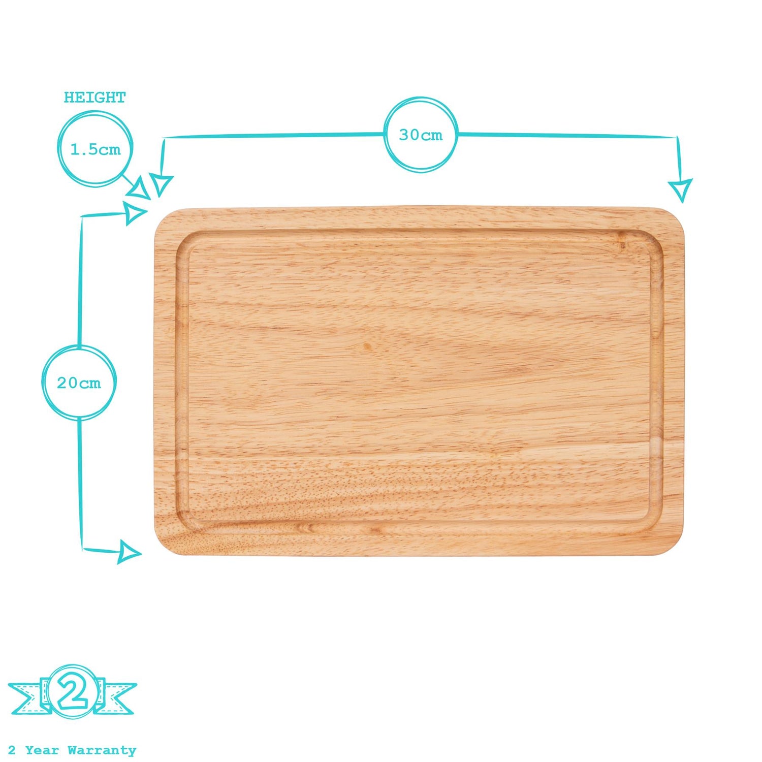 Rectangular Wooden Chopping Board - 30cm x 20cm