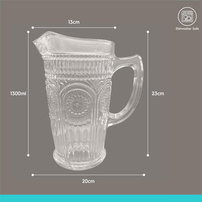 1.3L Amore Ribbed Glass Water Jug