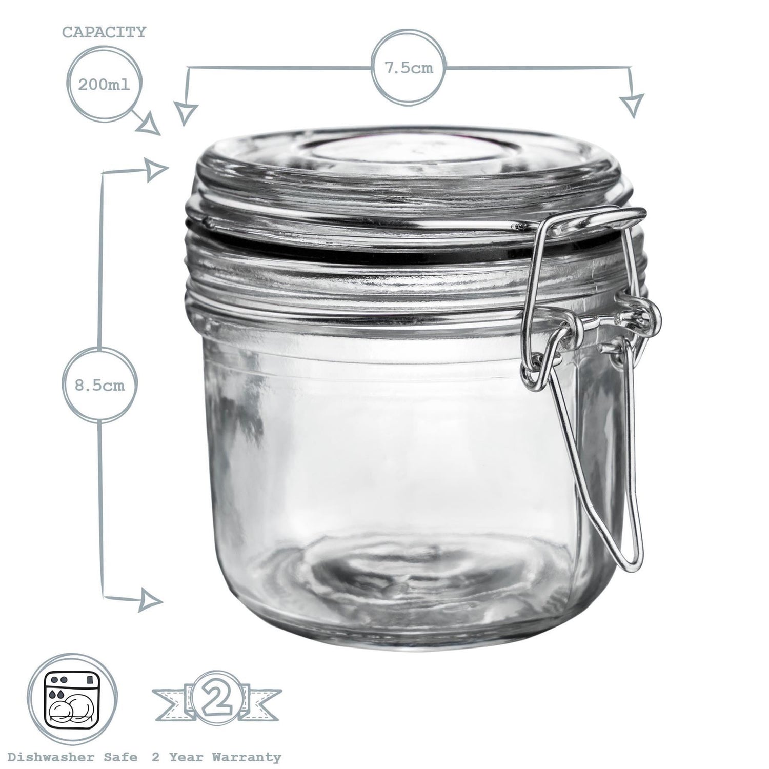 200ml Classic Glass Storage Jars - Pack of 3