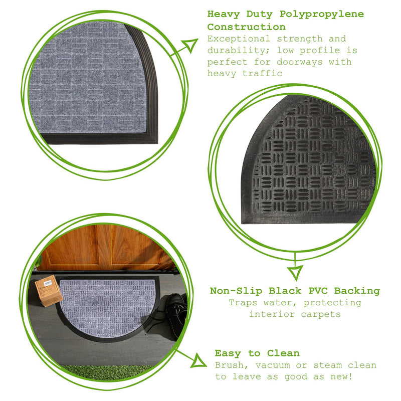 Heavy-Duty Half-Moon Door Mat - 90cm x 60cm - By Nicola Spring