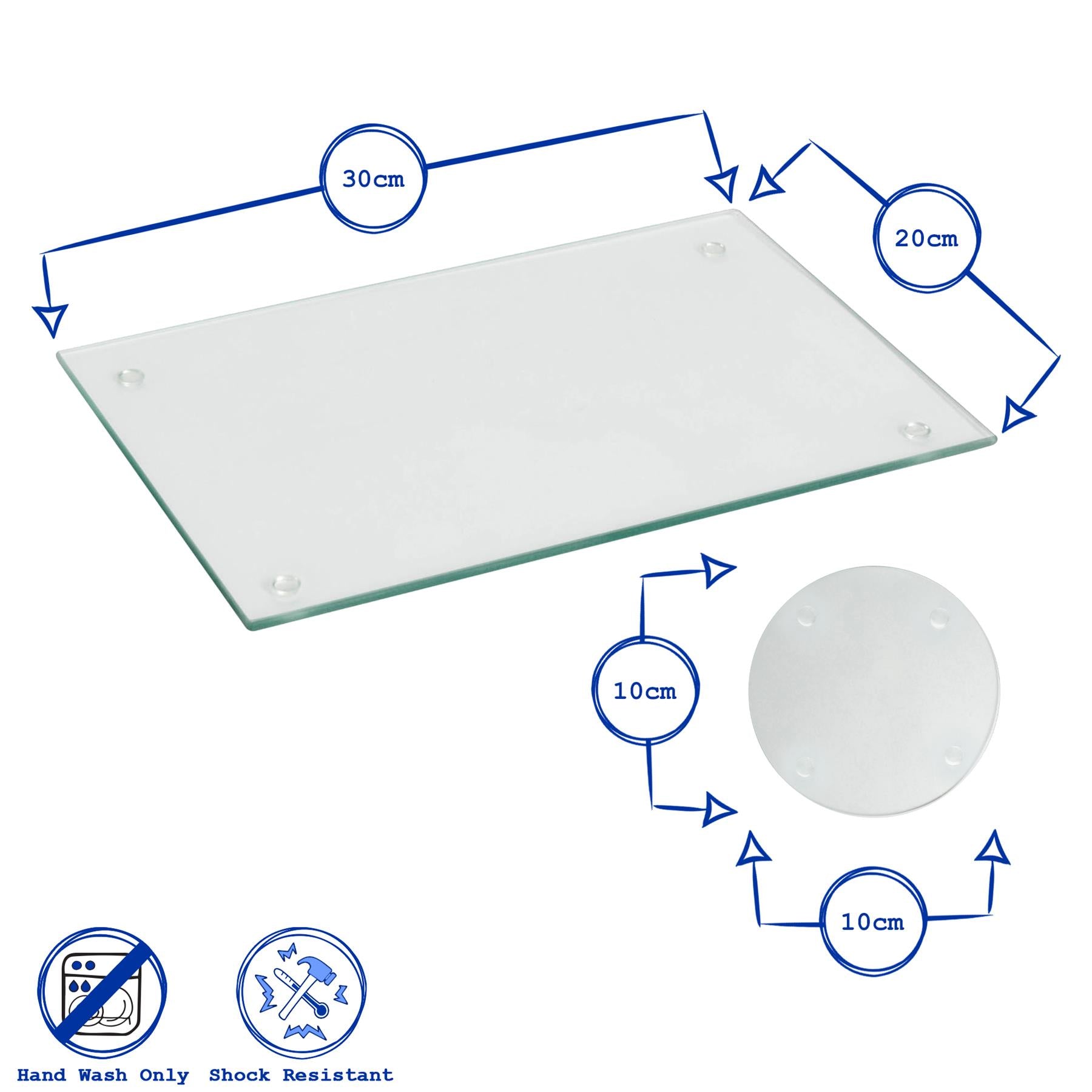 12pc Rectangle Glass Placemats &amp; Round Coasters Set - 30cm x 20cm - Clear