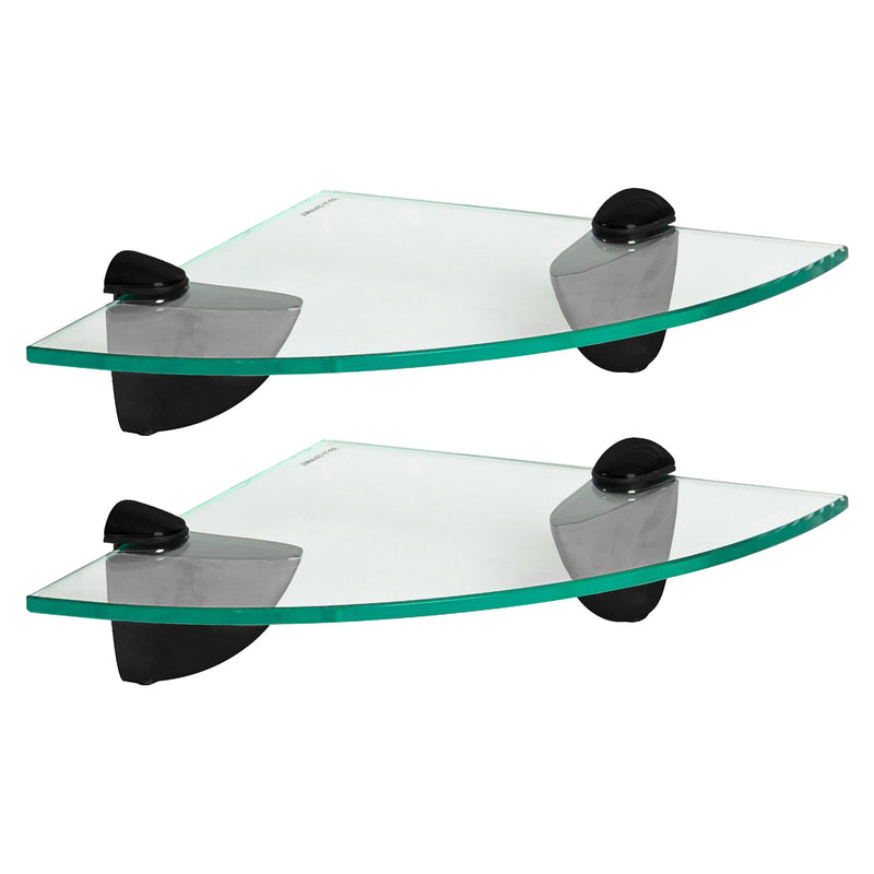 Floating Glass Bathroom Corner Shelves - 20cm - Pack of 2 - By Harbour Housewares