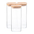 1.9L Square Glass Storage Jars with Wooden Lid - Pack of 3 - By Argon Tableware