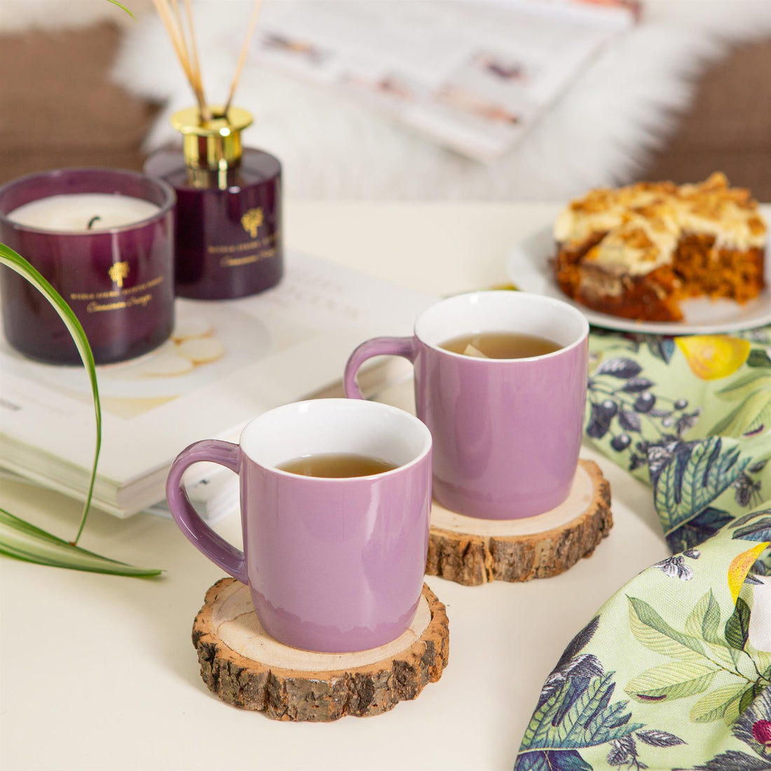 Purple 350ml Stoneware Coffee Mugs - Pack of 4