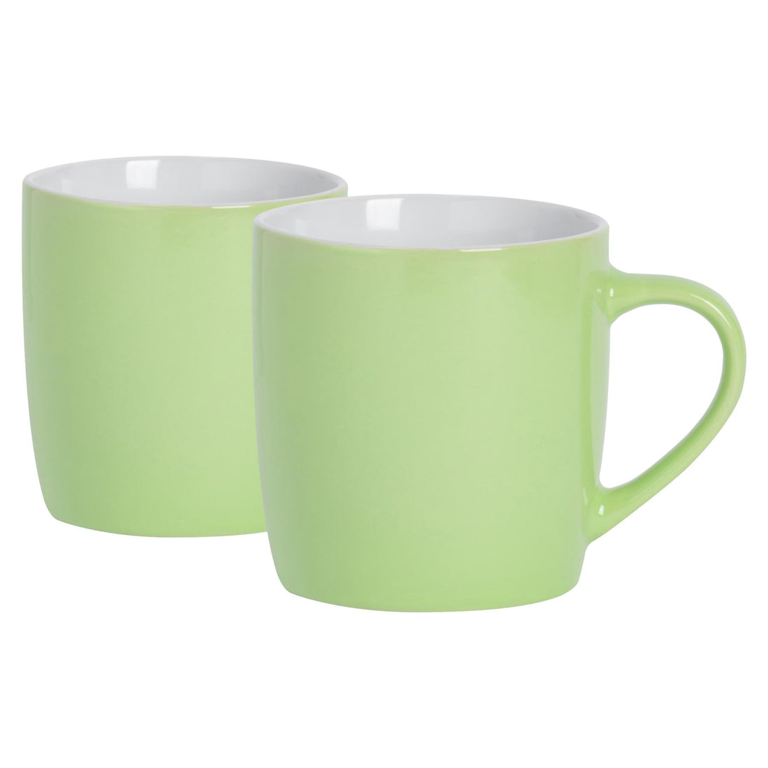 Green 350ml Stoneware Coffee Mugs - Pack of 2